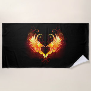 Angel Fire Heart with Wings Strandtuch
