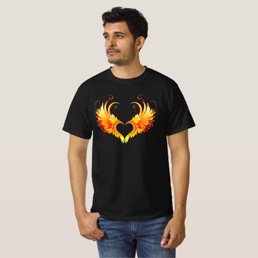 Angel Fire Heart with Wings T-Shirt (Vorne ganz)