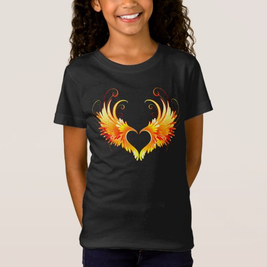 Angel Fire Heart with Wings T-Shirt (Vorderseite)