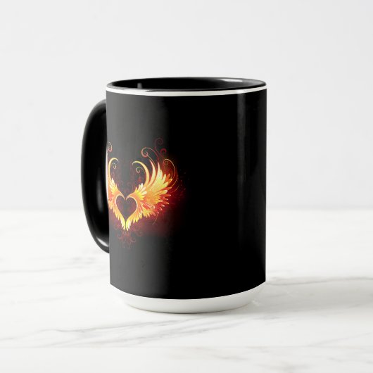 Angel Fire Heart with Wings Tasse (Vorderseite Links)