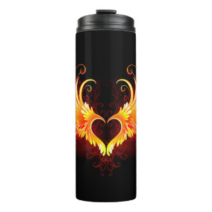 Angel Fire Heart with Wings Thermosbecher