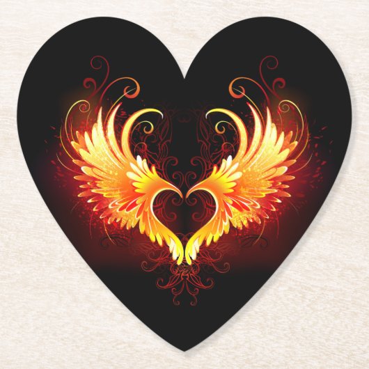 Angel Fire Heart with Wings Untersetzer (Vorderseite)