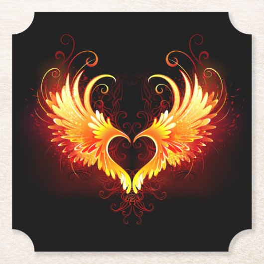 Angel Fire Heart with Wings Untersetzer (Vorderseite)