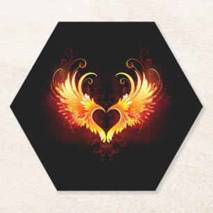 Angel Fire Heart with Wings Untersetzer