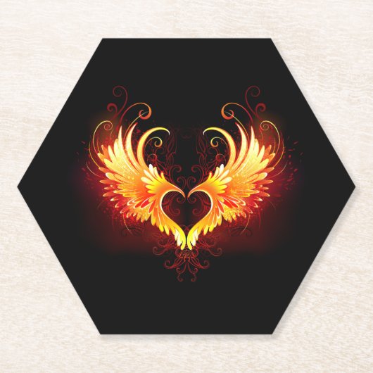 Angel Fire Heart with Wings Untersetzer (Vorderseite)