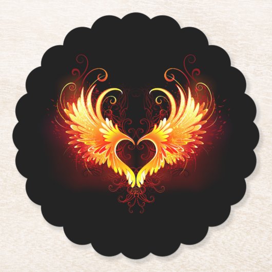 Angel Fire Heart with Wings Untersetzer (Vorderseite)