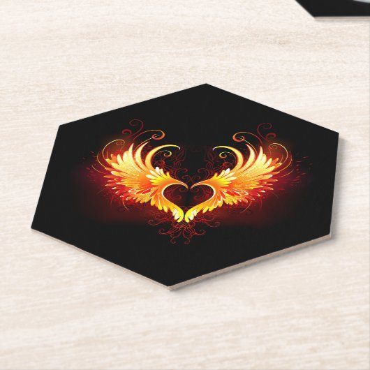 Angel Fire Heart with Wings Untersetzer (angewinkelt)