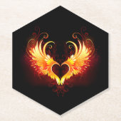 Angel Fire Heart with Wings Untersetzer (Vorderseite)