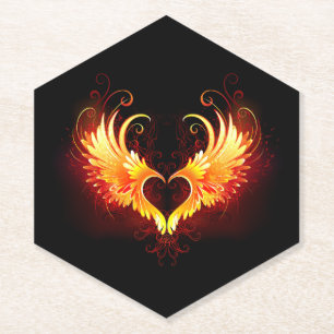 Angel Fire Heart with Wings Untersetzer