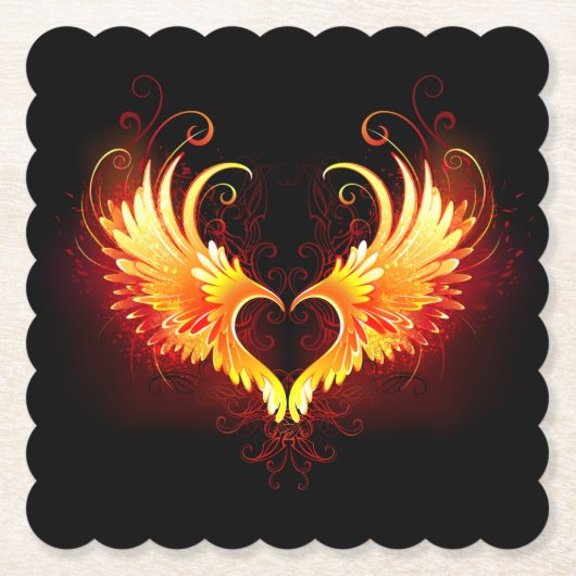 Angel Fire Heart with Wings Untersetzer (Vorderseite)