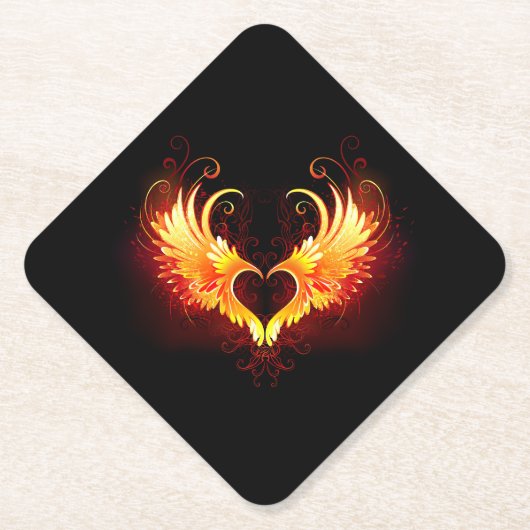 Angel Fire Heart with Wings Untersetzer (Vorderseite)
