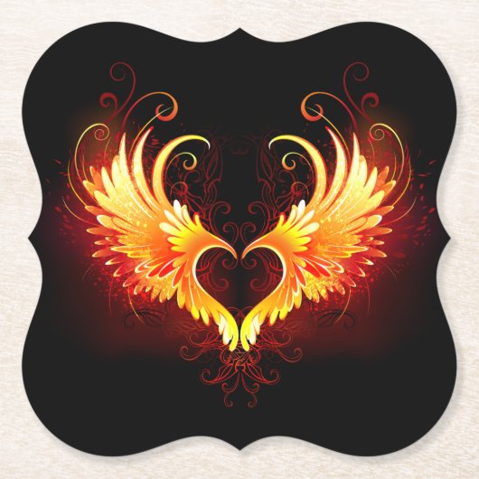 Angel Fire Heart with Wings Untersetzer (Vorderseite)