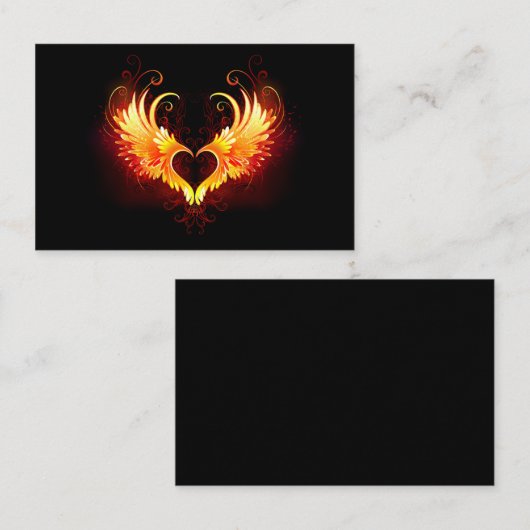 Angel Fire Heart with Wings Visitenkarte (Vorne/Hinten)