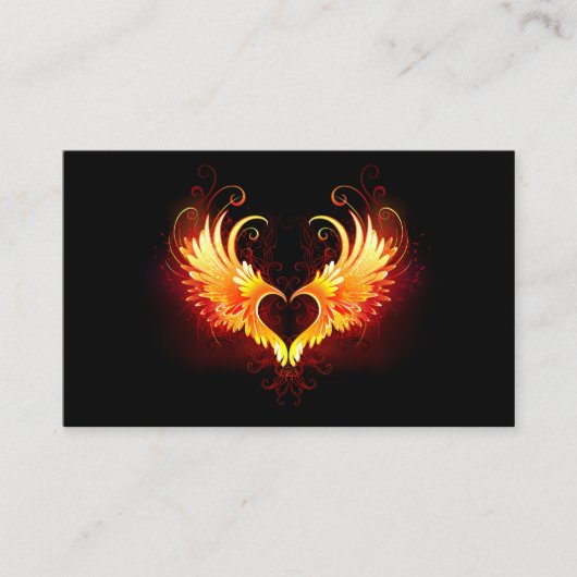 Angel Fire Heart with Wings Visitenkarte (Vorderseite)