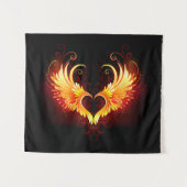 Angel Fire Heart with Wings Wandteppich (Vorderseite (Horizontal))
