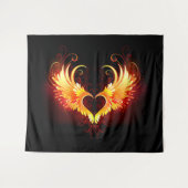 Angel Fire Heart with Wings Wandteppich (Vorderseite (Horizontal))