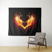 Angel Fire Heart with Wings Wandteppich (Beispiel (Horizontal))