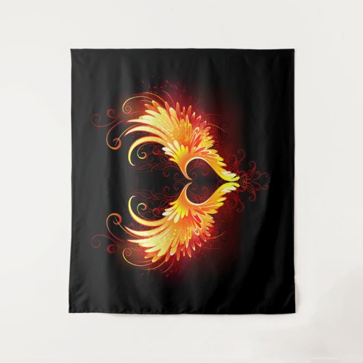 Angel Fire Heart with Wings Wandteppich (Vorderseite)