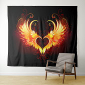 Angel Fire Heart with Wings Wandteppich (Beispiel (Horizontal))