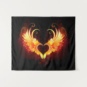 Angel Fire Heart with Wings Wandteppich (Vorderseite (Horizontal))