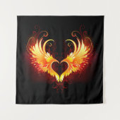 Angel Fire Heart with Wings Wandteppich (Vorderseite (Horizontal))