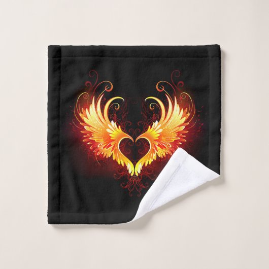 Angel Fire Heart with Wings Waschlappen (Waschlappen)