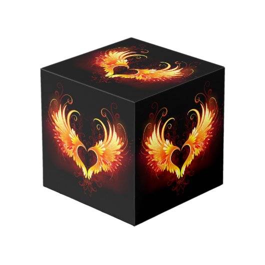 Angel Fire Heart with Wings Würfel (Vorderseite Schrägansicht)
