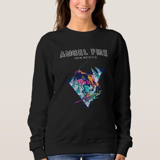 Angel Fire New Mexico Retro Skier Sweatshirt (Vorderseite)