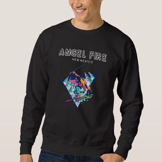 Angel Fire New Mexico Retro Skier Sweatshirt (Vorderseite)