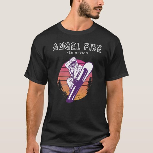 Angel Fire New Mexico Retro Snowboarder T-Shirt (Vorderseite)