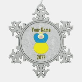 Angel-Flagge der Ukraine Blonde Haar Schneeflocken Zinn-Ornament