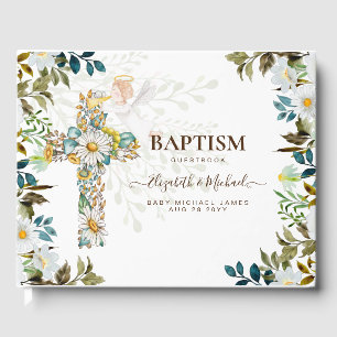 Angel Floral Cross Grüne Taufe Christening Gu Gästebuch