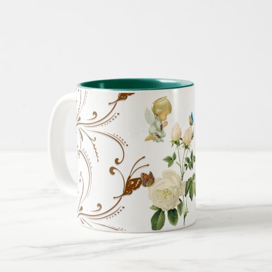Angel Floral Tasse (Vorderseite Links)