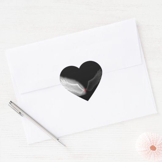 Angel Flügelherz Schwarzweißaufkleber Herz-Aufkleber (Umschlag)