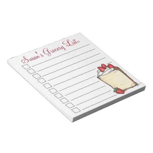 Angel Food Cake Slice Personalisierte Lebensmittel Notizblock (angewinkelt)