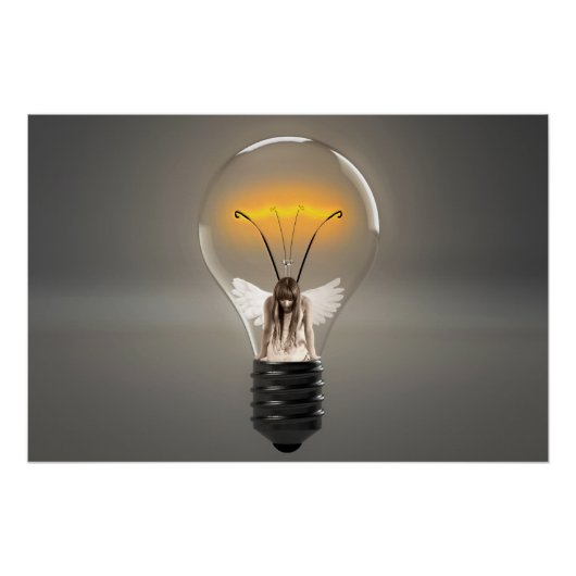 Angel-Frau in Lightbulb Poster (Vorderseite)
