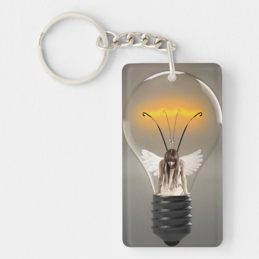 Angel-Frau in Lightbulb Schlüsselanhänger (Vorderseite)