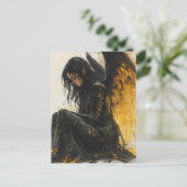 Angel für Schwarze und Goldene Details Postkarte (Stehend Vorderseite)