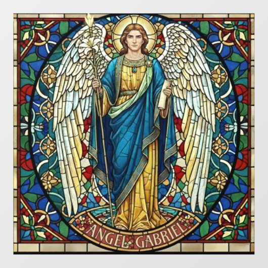 Angel Gabriel Stained Glass Style Archangel Art Fensteraufkleber (Blatt)