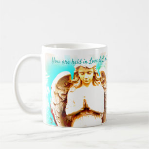 Angel Gebet Aqua Blue Sky Liebe Light Quote Gesche Kaffeetasse