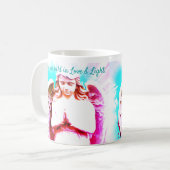 Angel Gebet Aqua Pink Blue Liebe Light Zitat Gesch Kaffeetasse (Vorderseite Links)