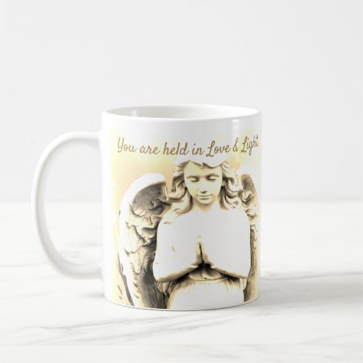 Angel Gebet Golden Light Liebe Zitat Geschenk Kaffeetasse (Links)