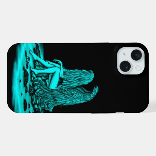 Angel , gedankenverloren , schwarz und grün iPhone hülle (Rückseite (Horizontal))