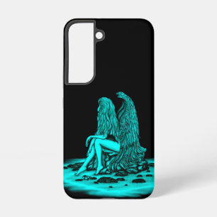 Angel , gedankenverloren , schwarz und grün samsung galaxy hülle