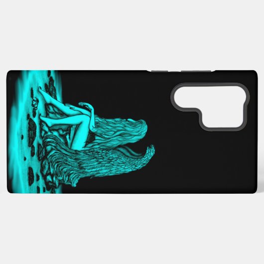 Angel , gedankenverloren , schwarz und grün samsung galaxy hülle (Rückseite (Horizontal))