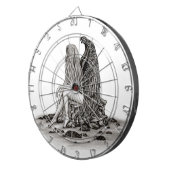 Angel , gedankenverloren , schwarz-weiß Design Dartscheibe (Vorderseite rechts)