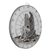 Angel , gedankenverloren , schwarz-weiß Design Dartscheibe (Vorderseite Links)