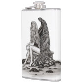 Angel , gedankenverloren , schwarz-weiß Design Flachmann (Links)