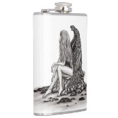 Angel , gedankenverloren , schwarz-weiß Design Flachmann (Rechts)