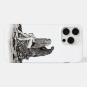 Angel , gedankenverloren , schwarz-weiß Design iPhone Hülle (Rückseite (Horizontal))